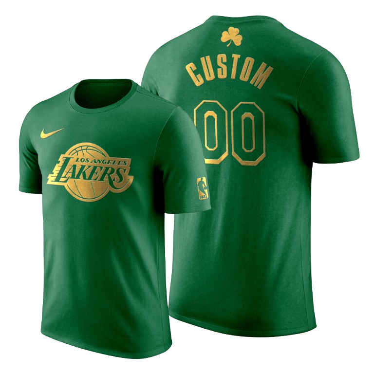 Men's Los Angeles Lakers Custom #00 NBA 2020 Golden Limited St. Patrick's Day Green Basketball T-Shirt PDI3883MQ